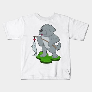 Dog Fisher Fish Fishing Kids T-Shirt